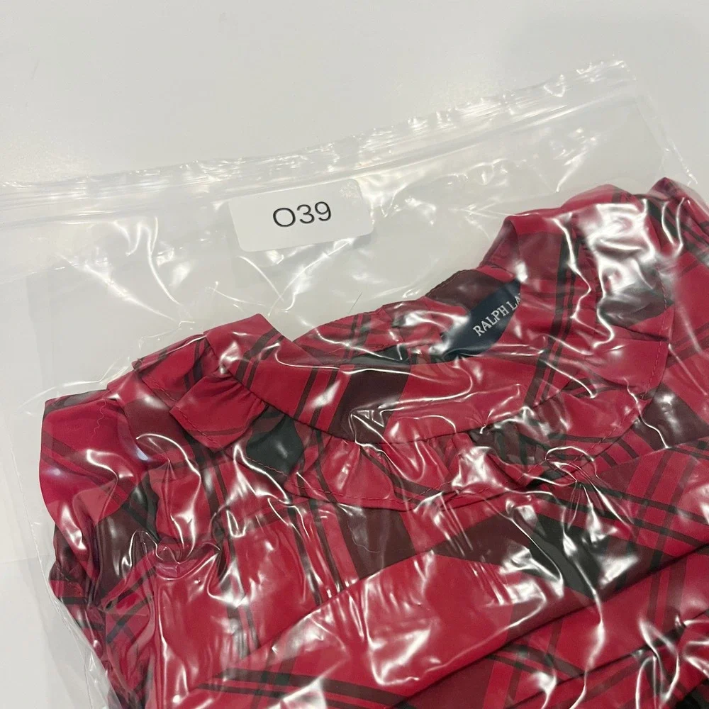 Ralph Lauren Girls Red Black Plaid Ruffle Holiday Dress Formal Size 24M